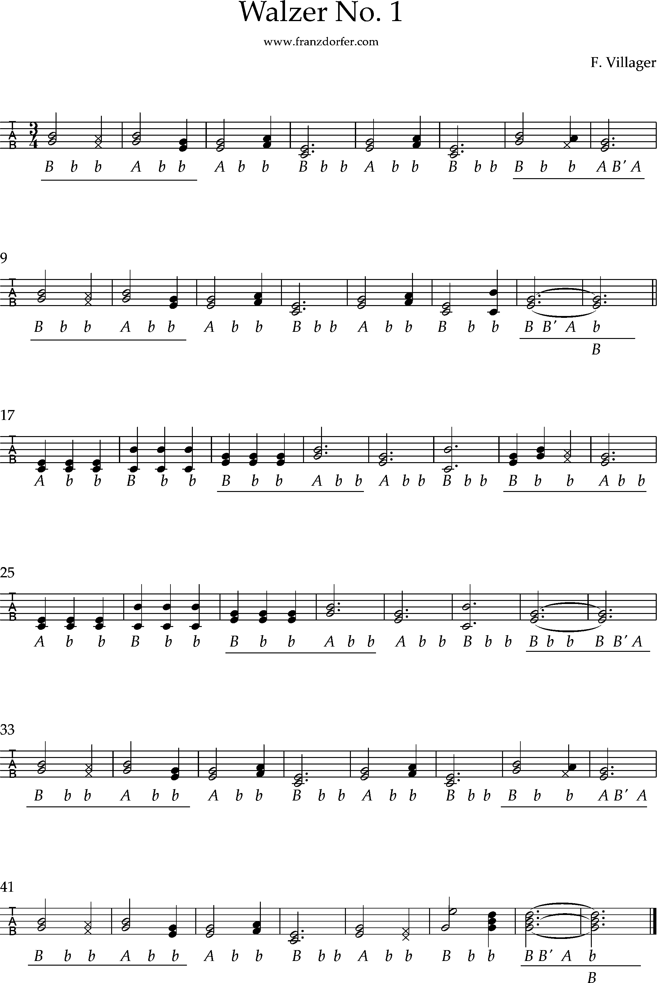 ziachnoten Quetschnoten, Anfänger - Walzer no 1 steirische lernen- Walzer no-1